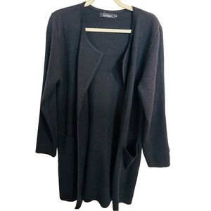 Elegant Black Women’s Cardigan – Thick Cozy Knit Open‑Front Sweater